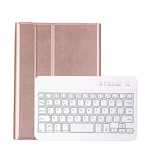 kuaijiexiaopu Funda con Teclado retroiluminado Desmontable, Funda de Cuero abatible for Tableta Compatible con iPad Mini 4/5 de 7,9 Pulgadas(Rose Gold)
