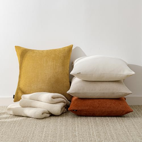 Image of a moment Pack of 2 Decorative Chenille Throw Pillow Covers with Twill Cushion Covers for Sofa Living Room Couch Bed 26x26 Inch,Rust