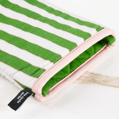 Image of kate spade new york Botanical Stripe Oven Mitt 2-Pack Set, 7 inch x 13 inch, Green /Pink