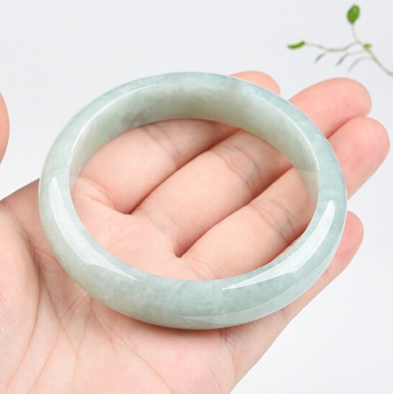 Image of Women's Cyan Jade Bracelet | Hand-Carved Classic Fashion Accessory | Genuine Jade Stone Bangle