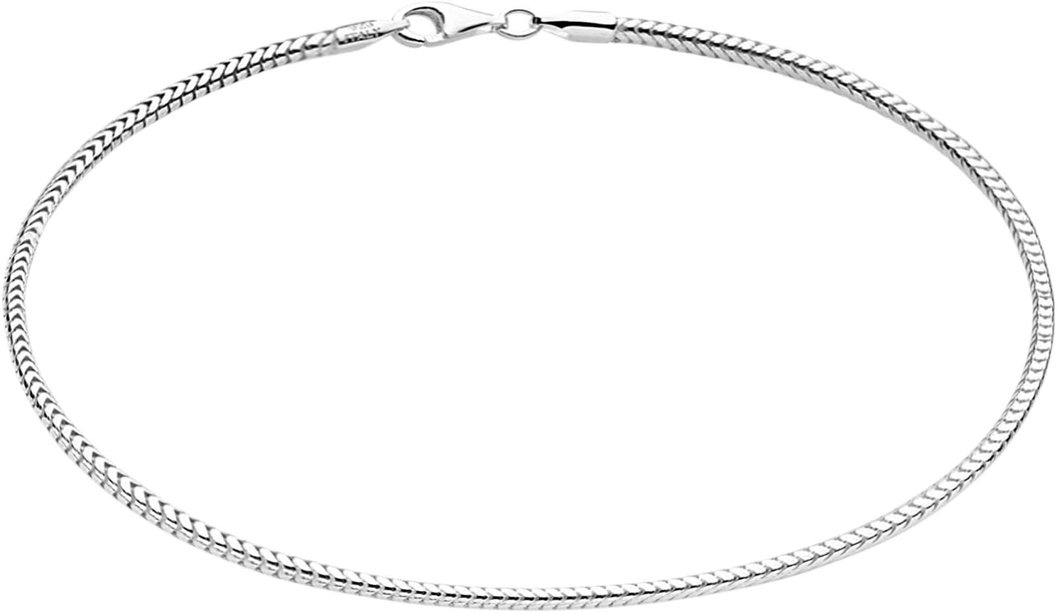 Savlano 925 Sterling Silver Solid Italian Round Diamond Cut Snake Chain Bracelet/Anklet For Women & Men - Made in Italy Comes Gift Box