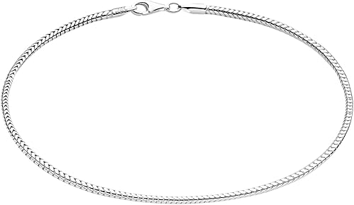 Savlano Pulsera de plata de ley 925 maciza italiana con corte de diamante redondo y cadena de serpiente para mujeres y hombres, fabricada en Italia,