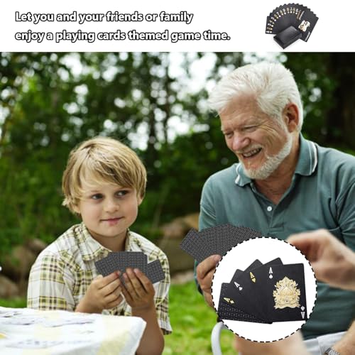 Schwarz-goldene Spielkarten, wasserdichtes Kartendeck, coole Kunststoff-Spielkarten, Pokerkarten für Tischspiele mit Familie und Freunden, Geschenk, Partyspiel (schwarz) – Bild 7
