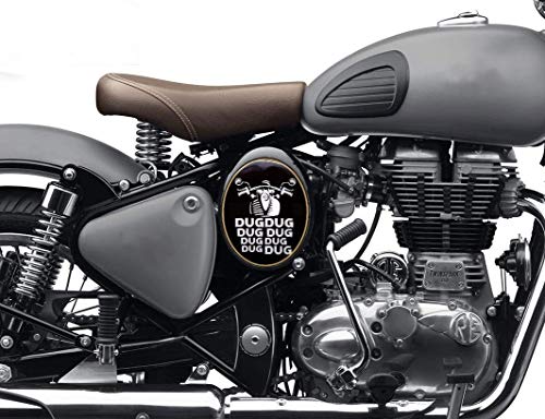 Image of Detachi 3D Emboss Tool Box & Battery Cover Bike Sticker Compatible with Classic 350 Bullet 2 PCS (Dug Dug) (Epoxy Material)