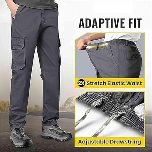 Flexrover Cargo Pants for Men, Stretch Pocket Work Pants with Elastic Waistband and Relaxed Fit3