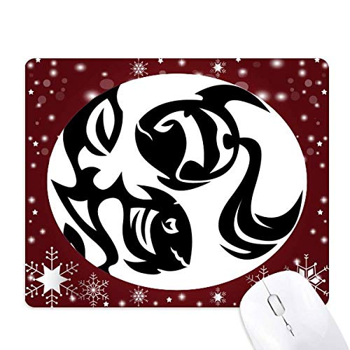 Tapis de souris Poissons constellation zodiaque et flocons de neige pour bureau