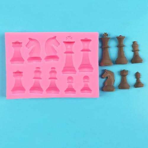 Miniatura 3 de Molde de ajedrez Fondant Cake Chocolate Moldes de silicona Caballero Rey Reina Jabón Arcilla Molde