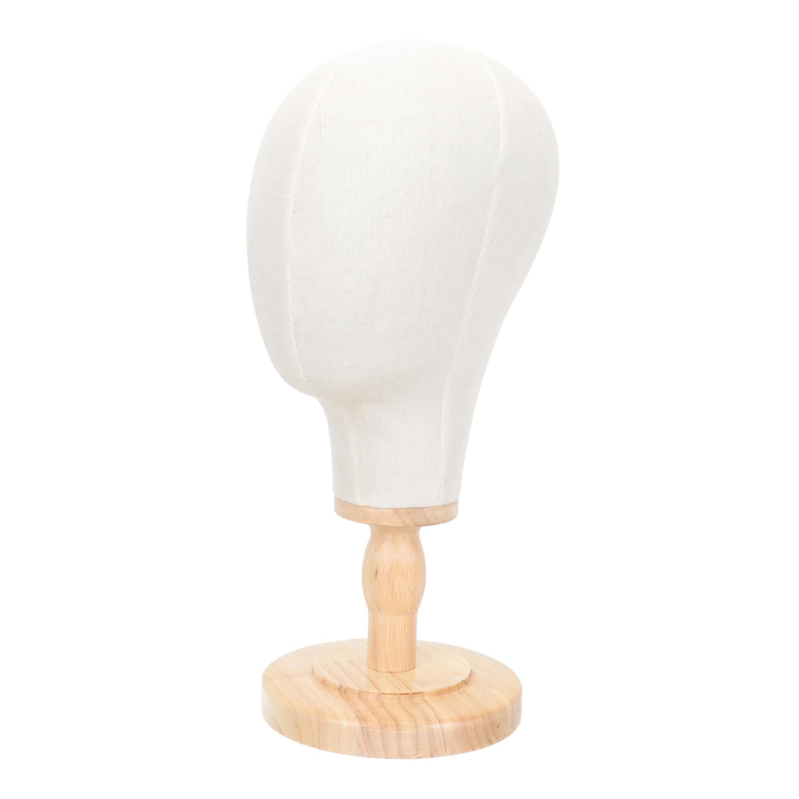 VALICLUD Tête de Mannequin en Lin Support Synthétique Socle en Bois pour Présentation de Perruques et Bonnets pour Salon de Coiffure et Usage Quotidien
