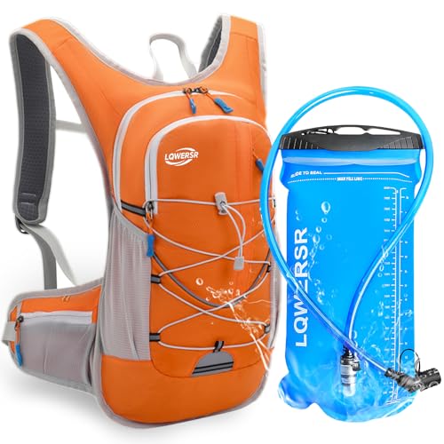 20L Hydration Backpack Pack with 2L Water Bladder Lightweight Hiking Backpack for Women Men, Adjustable Chest Straps Running Hydration Vest for Hiking, Cycling, Climbing(Orange, 20L)