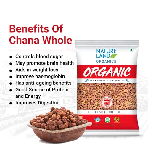Image of Natureland Organics Chana whole 1 Kg (pack of 2) Total 2 Kg - Organic Healthy Chana