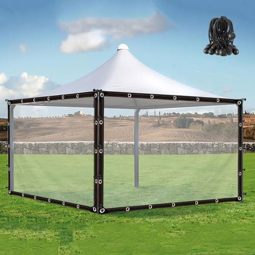 Lona transparente impermeable con ojales laterales de 3 x 5 m, cubierta de toldo de PVC para cenador, porche, invernadero, lámina de protección transparente para exteriores