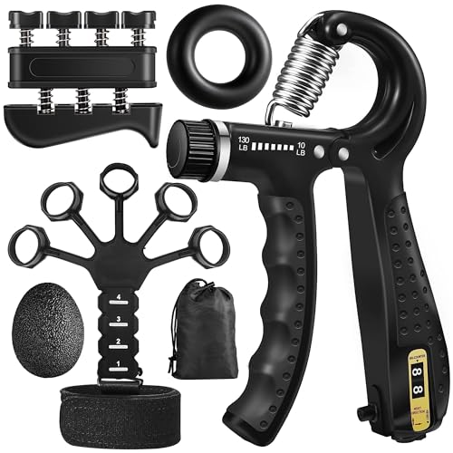 WATMAID Grip Strength Trainer Kit (5 Pack) Adjustable Resistance Hand Gripper,Finger Exerciser,Hand...