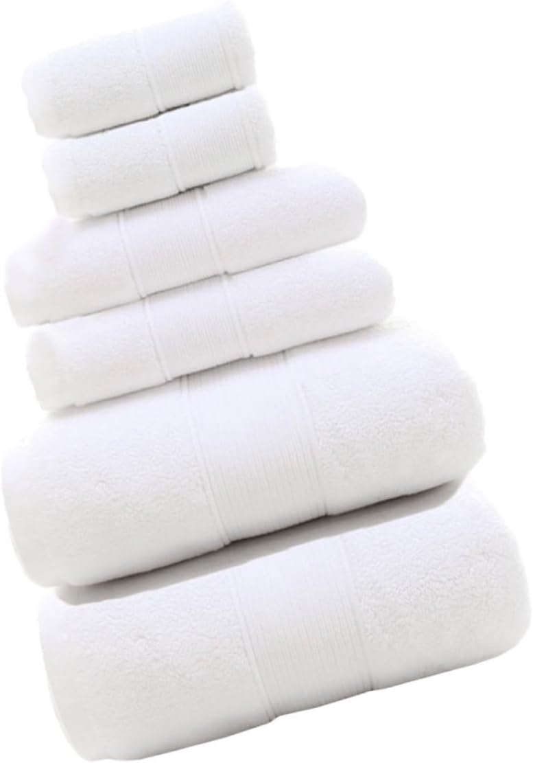 Soft Luxury Cotton Towel Absorbent Bath Hand Washcloth Bundle for Bathroom Daily Use Solid Color Design for Household and Family