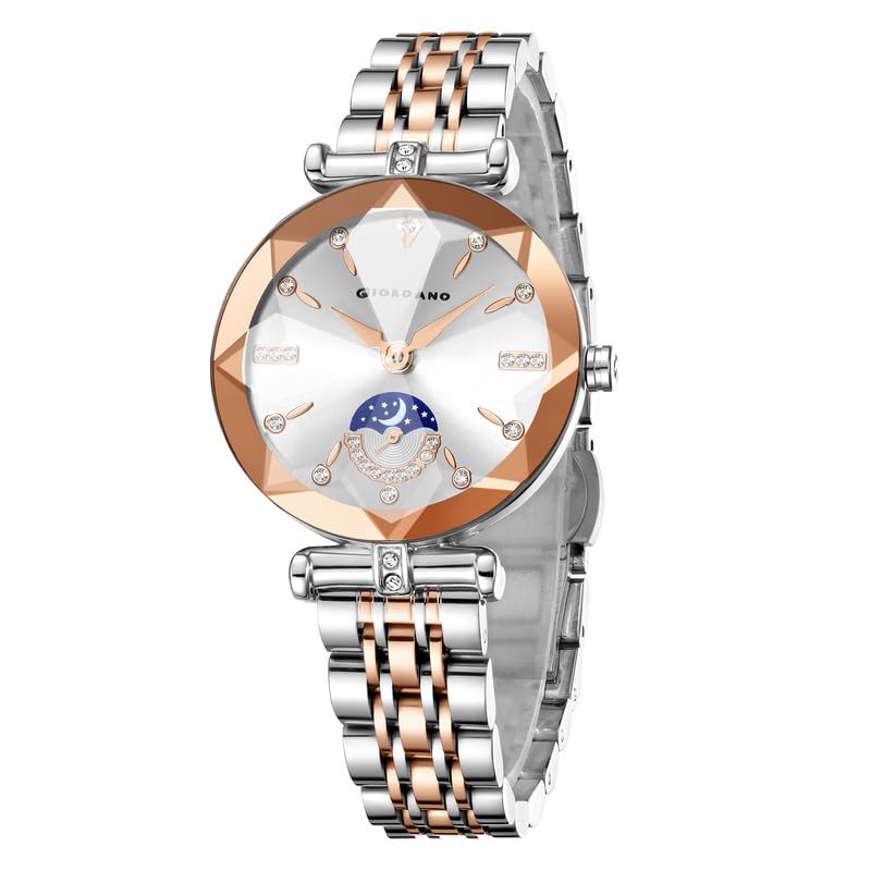 Image of Giordano Premium Watch for Women - Elegant Round Cut Glass Dial with Stainless Steel Strap & Quartz Movement