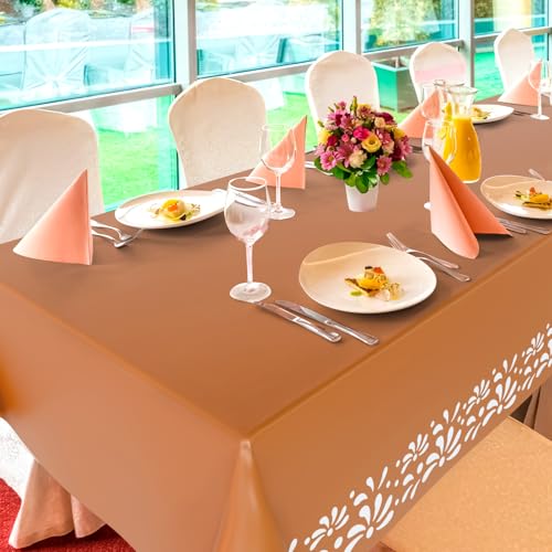 Image of Oudain 4 Pack Cielito Lindo Party Decoration Mexican Tablecloth Disposable Plastic Terracotta Mexican Cielito Lindo Baby Shower Table Decor Wedding Birthday Party Decorations(Floral,White)