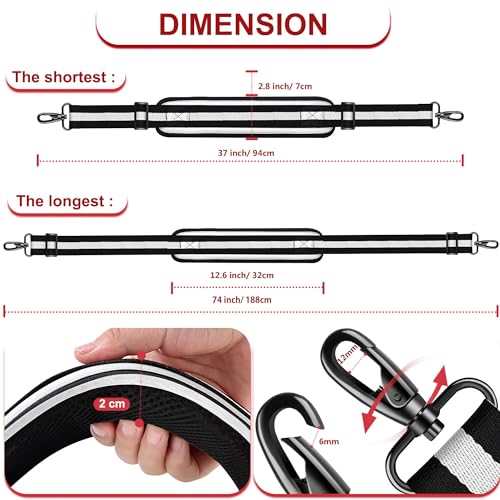 Image of ZINZ 74 inch Shoulder Strap with Fixed Pad and Dual Balanced Buckles,Black-White-Black Stripe