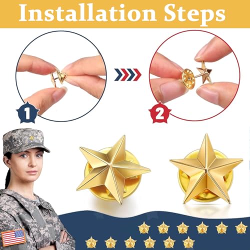 Image of SANNIDHI Badges with Pin, 30mm Star Badge Lapel Pin, Mini Memorial Day Gold /Silver Stars Sheriff Badges for Bags Hat Clothes, Metal Military Award Labor Day Party Costume Decor Pins
