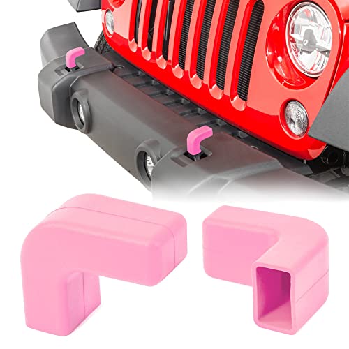 Quadratec Factory Bumper Tow Hook Covers, Set of 2, Pink - Fits Jeep Wrangler JK, JL, Gladiator JT 2007-2023 Front Bumpers - Adds Cushioned Grip to Tow Strap Recovery - UV Resistant Silicone