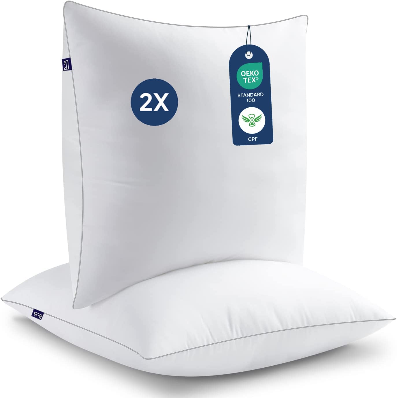 BedStory Pillow 80 x 80 cm, Adjustable Fibre Filling, Pillow Set of 2 with High-Quality Micro Fibres, Cushion Filling, 1500 g x 2, Washable and Soft Bed Pillow, Sofa Pillow, Side Sleeper Pillow