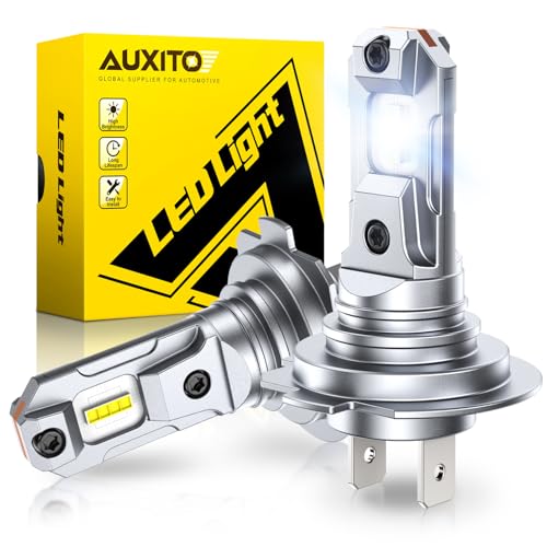 AUXITO H7 Bulb - 600% Brighter Output 6500K Bright White, Simple Plug & Play, 60000Hr+ Long Lifespan, Pack of 2