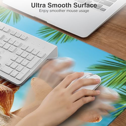 Image of Wireless Charging Mouse Pad, 31.5 inchx15.8 inch, with 20W PD Adapter, Summer Beach