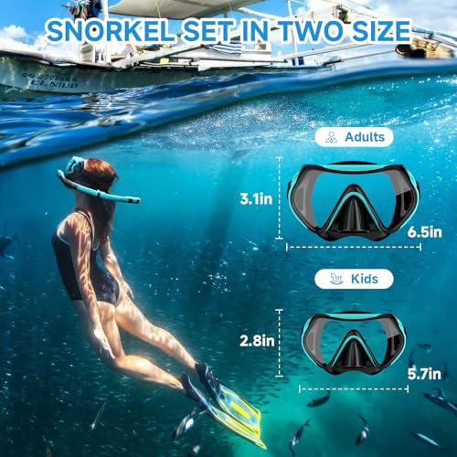 Set de snorkel para adultos, máscara de buceo con tubo seco, visión panorámica de 180° profesional para snorkel miniatura 6