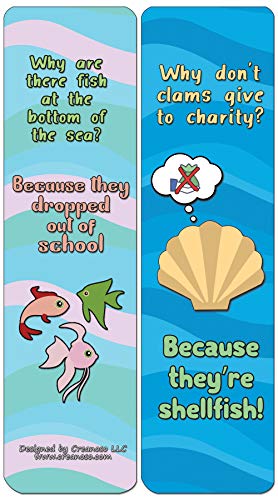 Creanoso Funny Clean Jokes Bookmarks - Sea Creatures (12-Pack) - Stocking Stuffers Premium Quality Gift Ideas For Children, Teens, & Adults - Corporate Giveaways & Party Favors #TOP2