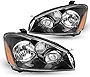 TUSDAR Headlight Assembly Set for 2005 / 2006 Nissan Altima 4-Door Sedan Halogen Headlamp Driver and Passenger Side (Black Housing with Amber Reflector)