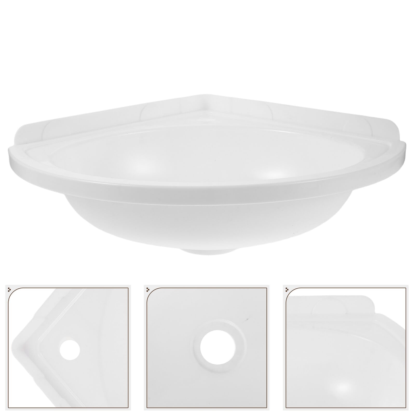 DOITOOL Lavandino Angolare Bianco in Plastica Leggero e Moderno, Lavabo da Bagno Sospeso a Parete con Forma Triangolare per Balconi e Spazi Piccoli