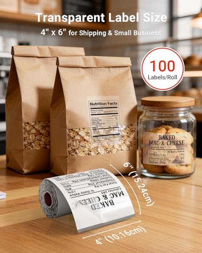 Image of 4x6 Transparent Thermal Labels, 100Pcs Clear Thermal Labels