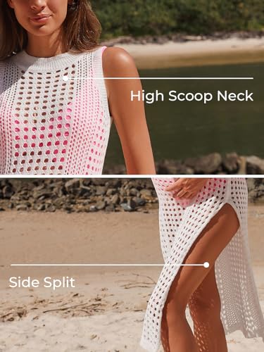 Summer Mae Maternity Women's Crochet Swimsuit Cover Up Sleeveless Hollow Knit Bikini Bathing Suit Beach Dress4