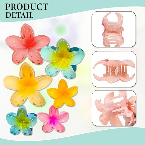Image of GLUN Flower Pettles Hair Claw Clutcher, Beautiful Multicolour Pack of 6 Big Size Clutches for Thick & Thin Hair, Strong Hold Nonslip Large Hair Accessories for Women & Girls
