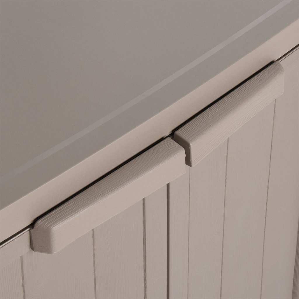 Armadio da giardino in plastica effetto legno, compatto per esterni, con 2 ripiani, resistente alle intemperie, 65 x 45 x 88 cm