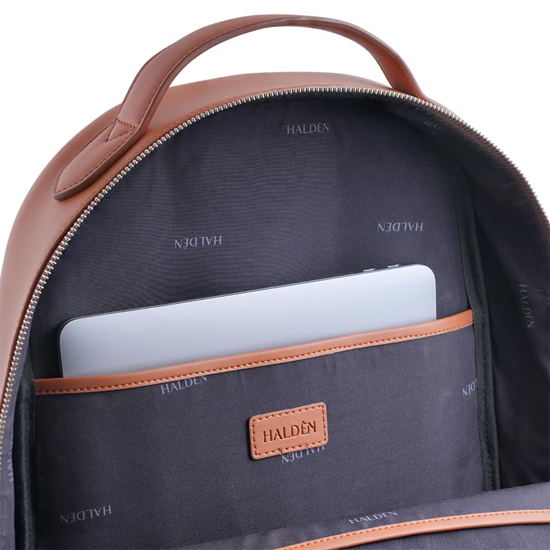 Image of HALDEN Roster Backpack for Laptop upto 14.3 inches, 19 L Capacity | Vegan Leather | Water Resistant | Ideal for Travel, Office, Students | Padded Straps