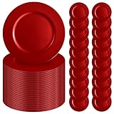 Lumaycens 50 Pcs Red Charger Plates 13' Round Charger Plates Bulk for Dinner Plate Decorative Red Plastic Chargers Plate for Wedding Party Event Baby Bridal Shower Dinner Table Decoration