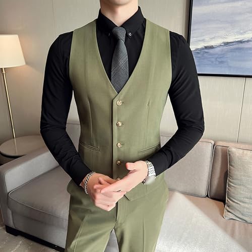 Men's Double Breasted Formal Dress Suit Slim Fit Business Casual 3 Piece Suit Set Wedding Prom Blazer Vest Pants2
