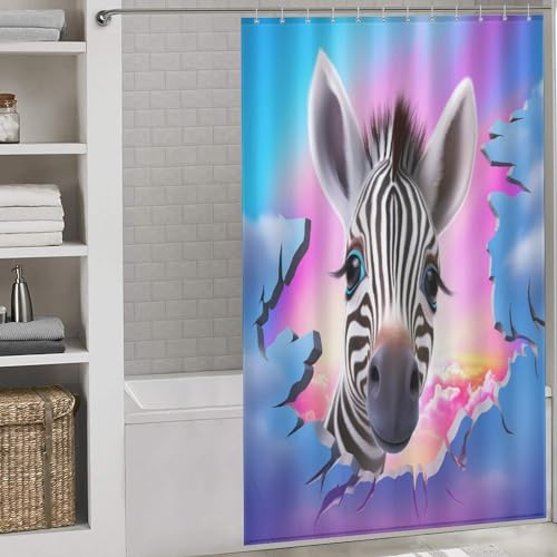 Rideau de douche zèbre de qualité supérieure en polyester 140x183cm - 2