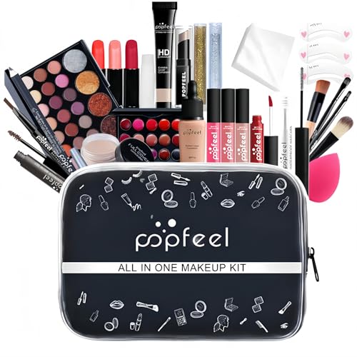 Todo en Uno Maquillaje Juego, 30 Piezas Kit de Regalo de Maquillaje con Sombras de Ojos Paleta Lápiz Labial, Completo Belleza Cosmética Makeup Set para Mujeres y Niñas
