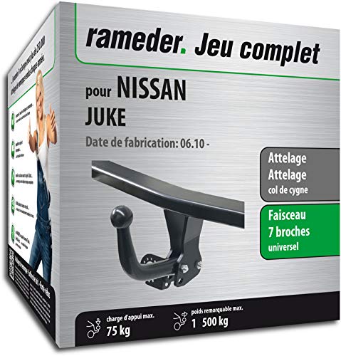 Attelage démontable avec Outil + Faisceau 7 Broches Compatible avec Nissan Juke (137494-08922-1-FR).
