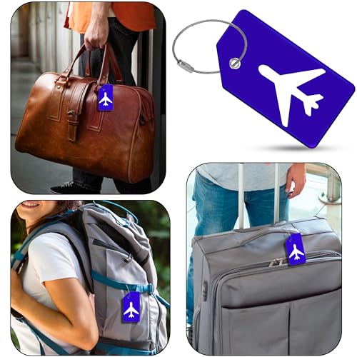 Image of Storite Luggage Tags, Silicon Luggage Tags with Steel Loop Travel Bag Tags for Easily Identification of Bags (3, Deep Blue)