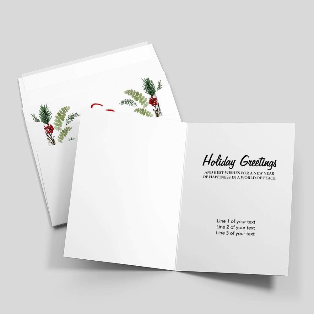 Traditional Wish - Christmas Cards | 25 Signature Greeting Cards with Your Custom Message and Envelopes | Printed in the USA