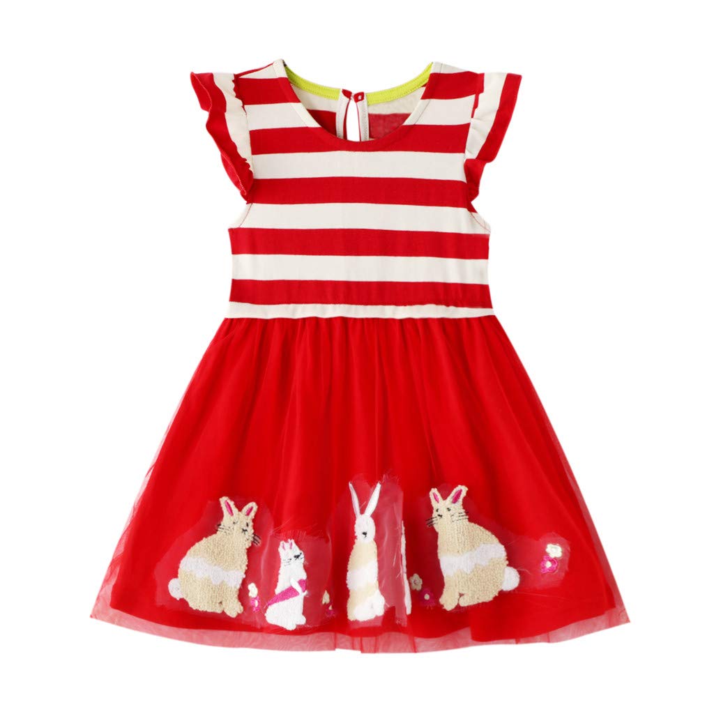 Girls Dress Sleeveless Kids Toddler Crew Neck Summer Casual Dresses Sundress T Shirt Dress for Girl 2-12 Years