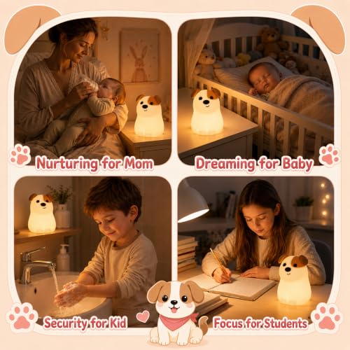 Image of OkiyiD Dog Night Light, Cute Puppy Nursery Night Lamp for Kids Girls Boys