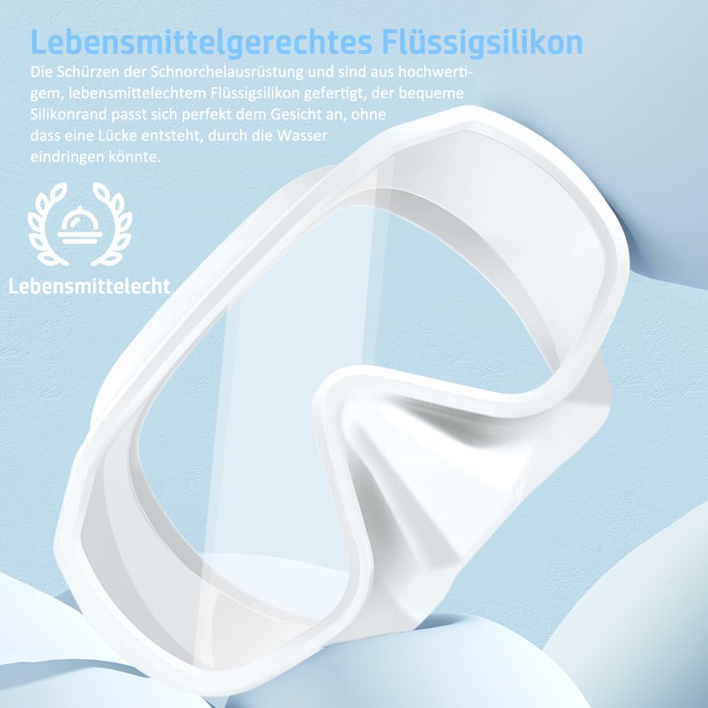 Occhiali da sub con boccaglio, set da snorkeling per adulti con anti appannamento e bordo in silicone a due strati, set da snorkeling, maschera panoramica a 180°, perfetti per snorkeling e