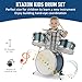Ktaxon 3-Piece Drum Set, 14 Inch Beginners Drums Kit with Throne Stool, Pedal & 2 Pairs of Drumsticks, Junior Drums Set Musical Instruments W/Cymbal, Tom, and Snare Drum (Blue)