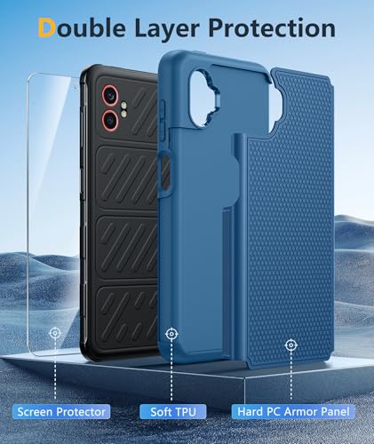 Image of FNTCASE for XCover 7 Pro Case: XCover 6 Pro Samsung Galaxy Dual Layer Shockproof Protective Heavy Duty Phone Cover Rugged with Non Slip Textured Back Hard Shell - Military Drop Protection (Blue)