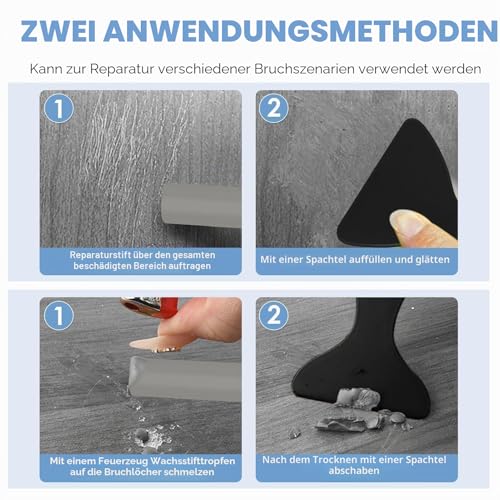 Laminat Reparaturset Weichwachs, Holzwachs Parkett Reparatur für Laminatboden Holz Arbeitsplatte Holzmöbel Holzböden Weiß Creme Grau Schwarz, Holzpaste Reparieren Kratzer Schäden Risse Löcher Flecke