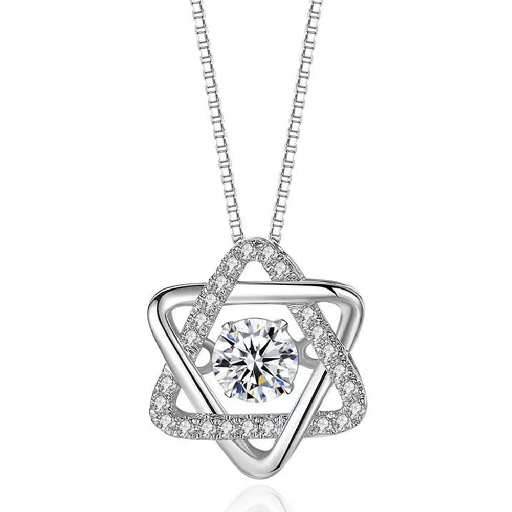 Damska gwiazda David David Necklace, mody srebrny David/heksagram cyrkonia wisiorka prezent biżuterii, rocznica Dzień Matki Rose złoto/srebrne, srebrne