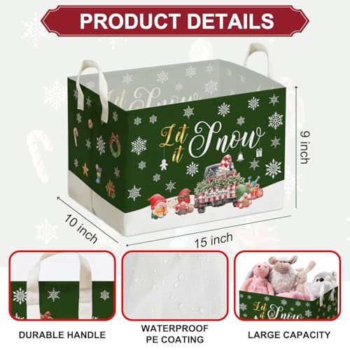 Image of Christmas Gnome Storage Box, Merry Waterproof Cloth Toy for Boys and Girls, Christmas Storage Box, Christmas Gnome Gift Basket Clothing Storage Basket Cube, Merry Party Decor