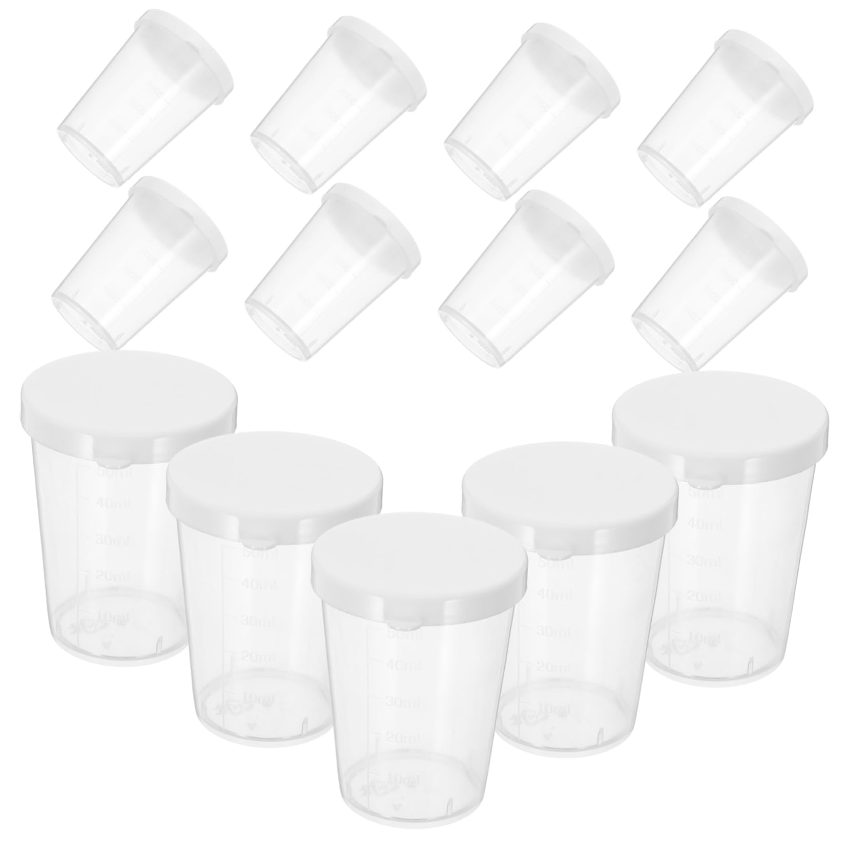 NAMOARLY 20pcs Plastic Measuring Cups Lids Urine Specimen Cups for Medical Laboratory Scientific and Industrial Applications